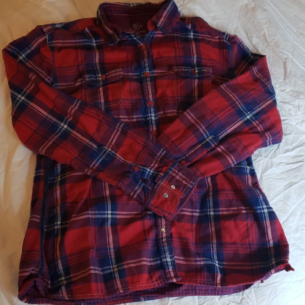 Kuhl Plaid Button Down Shirt Large